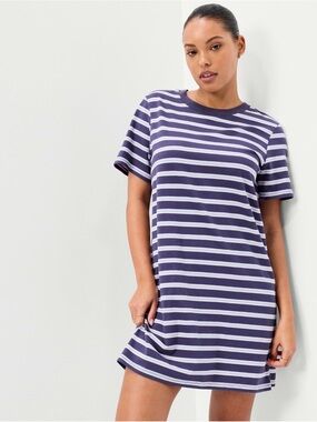 Old Navy Navy, Pink and Green Striped Tee Dress